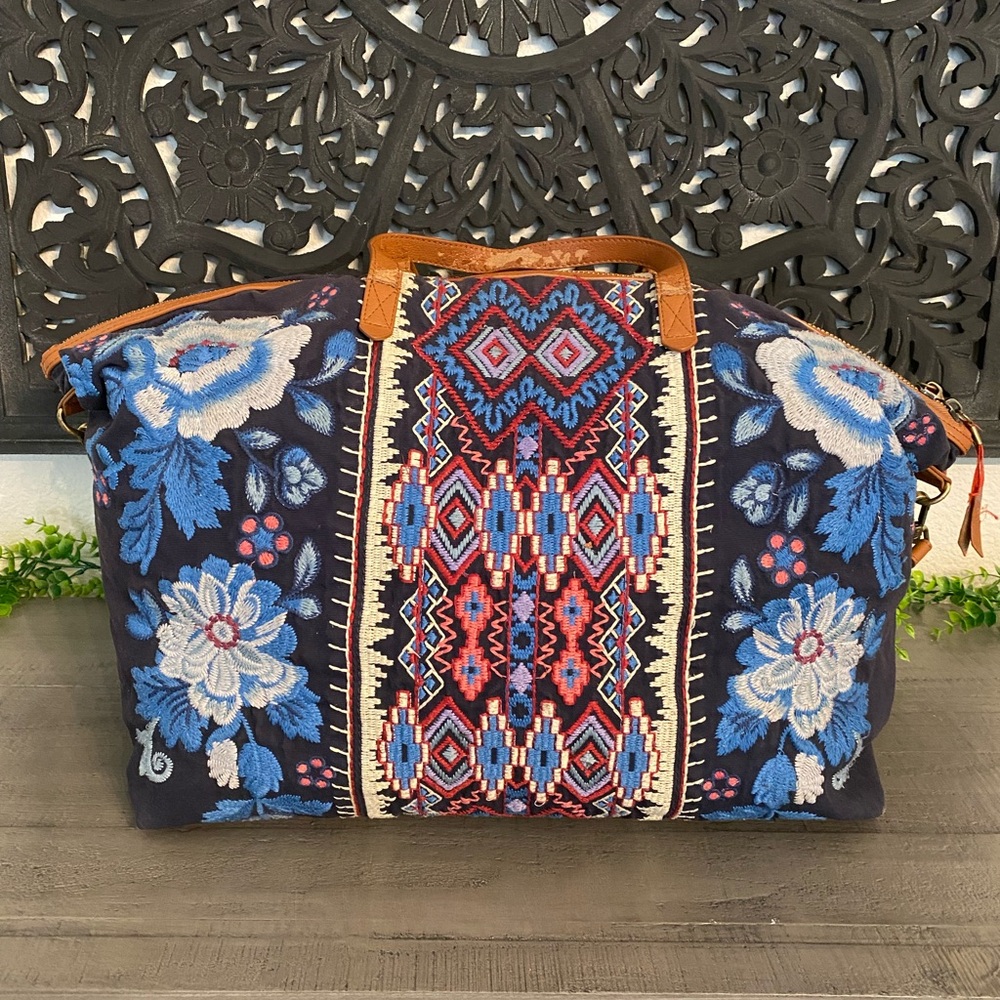 Johnny Was Caila large Weekender Overnight Travel Bag Embroidered